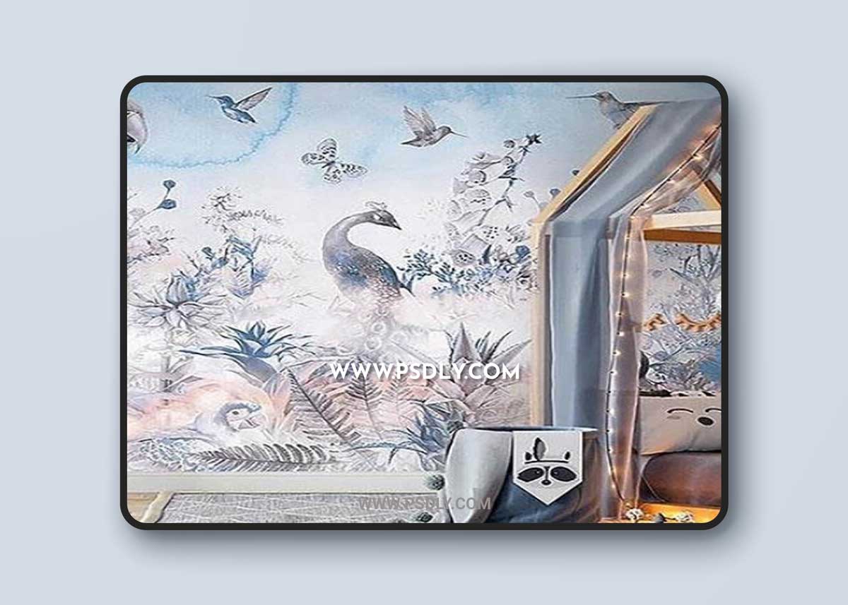 3D texture Birds and tropical plants 3D Model