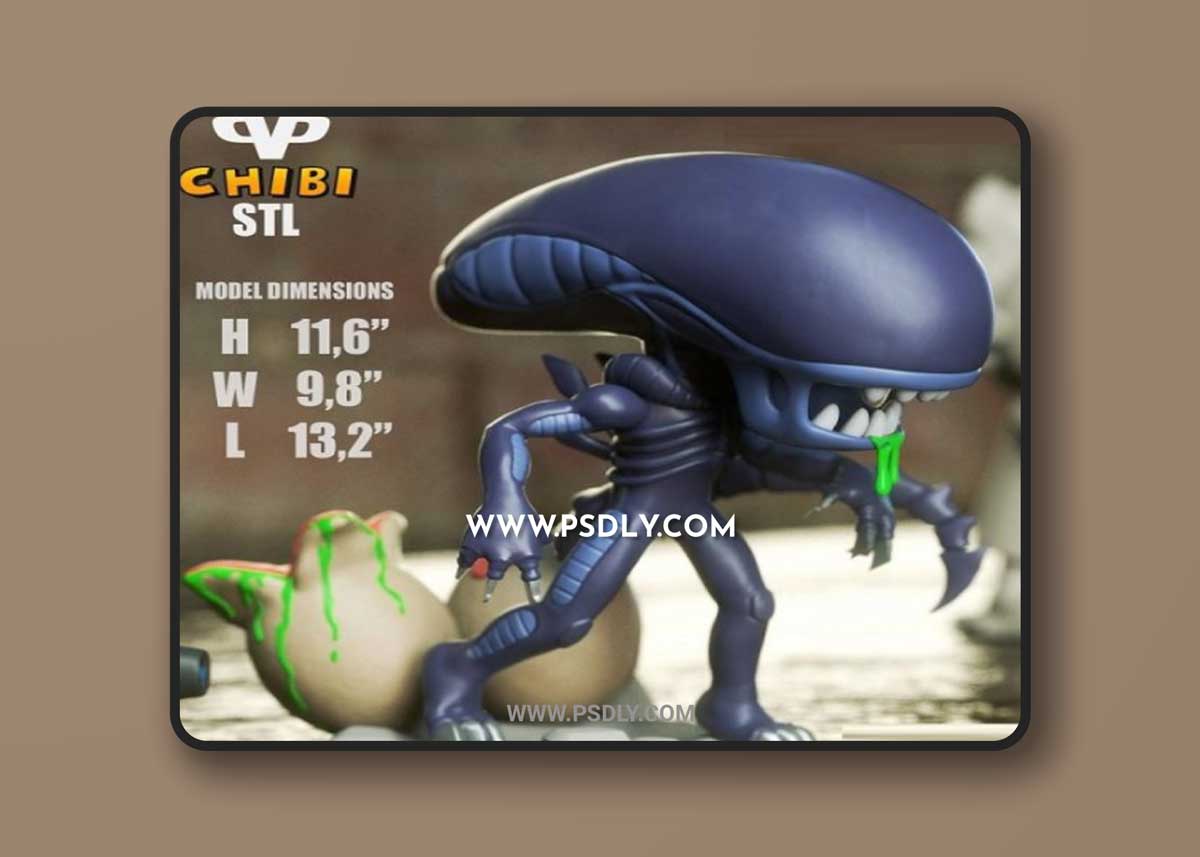 3DXM - Xenomorph Chibi 3D Model