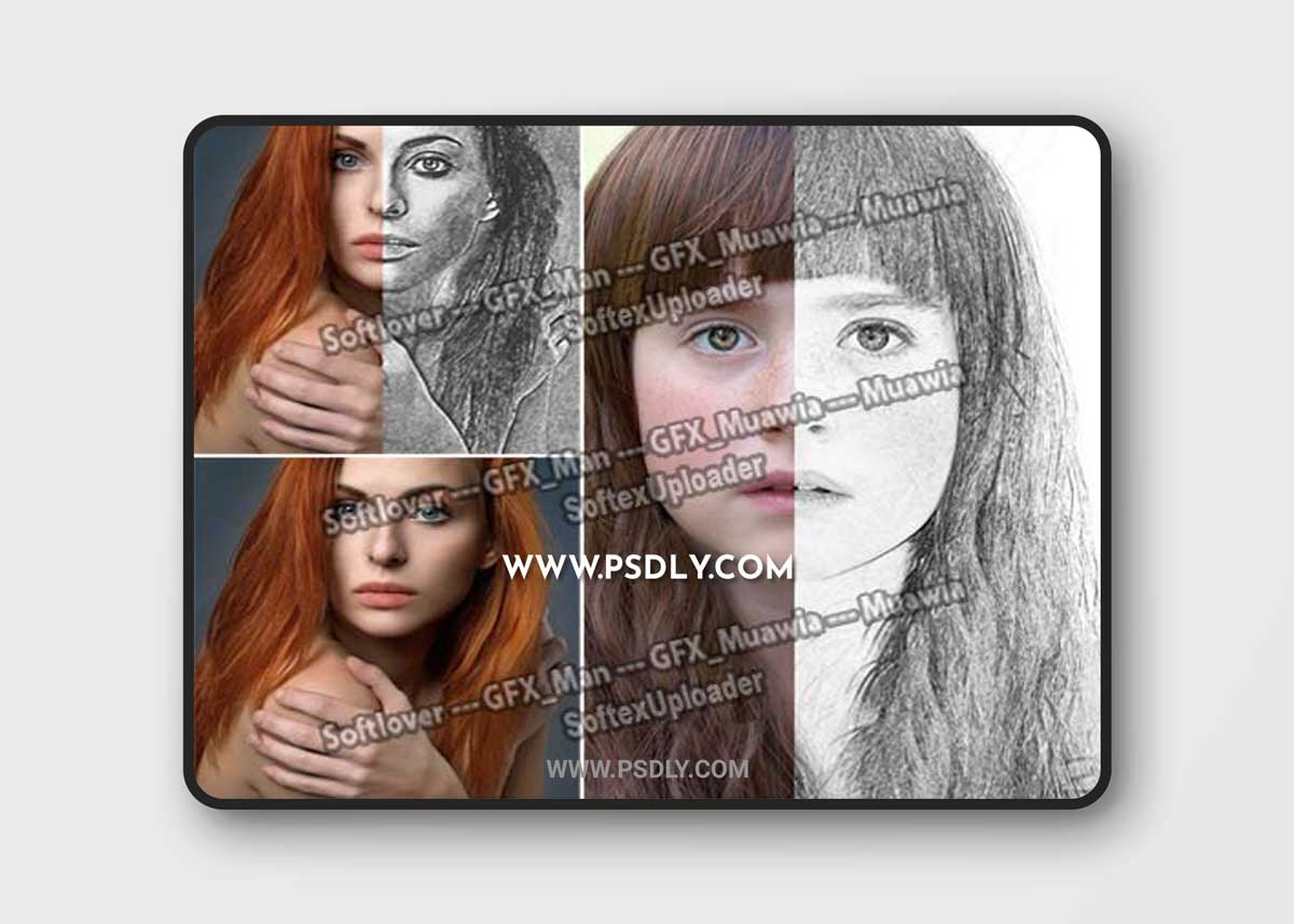 4 Artistic Sketch Photoshop Actions & Effects +Tutorial