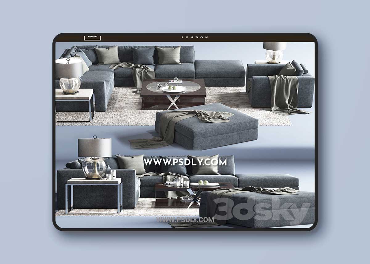 Braque Large Sofa_Concave Brass_Horizon Square_Carpet_The sofa and chair company