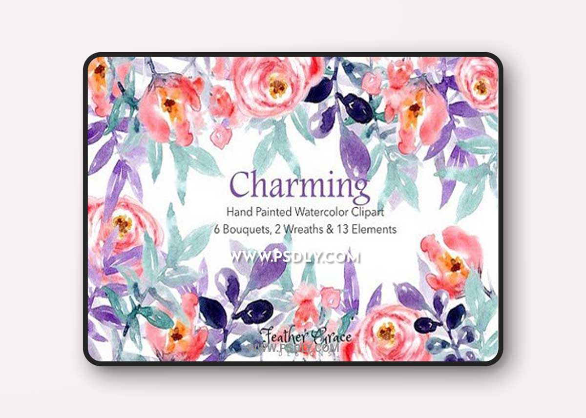 Charming Floral Collection - Hand Painted Watercolor Clip Art