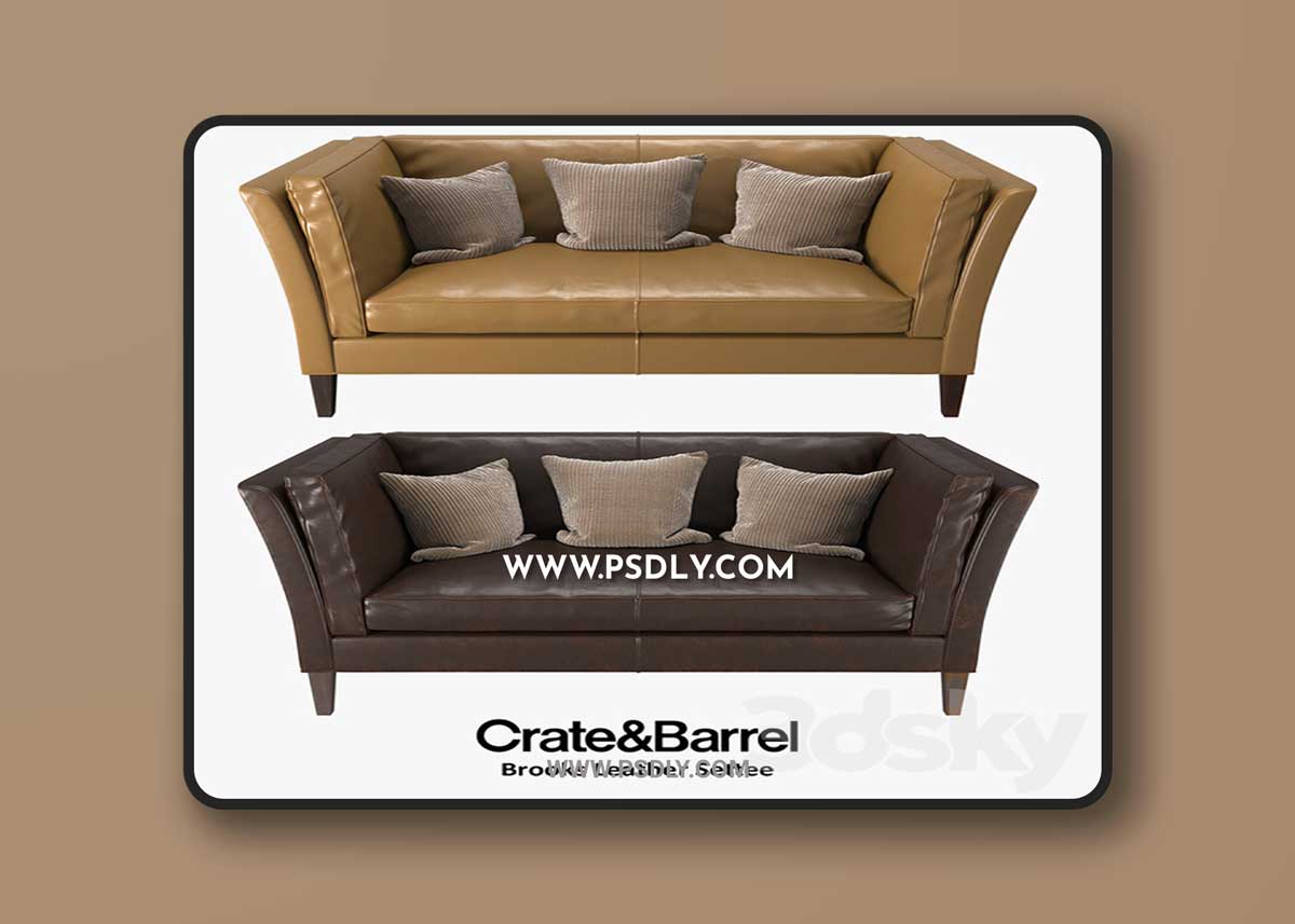 Crate & Barrel - Brooks Leather Settee 3D Model