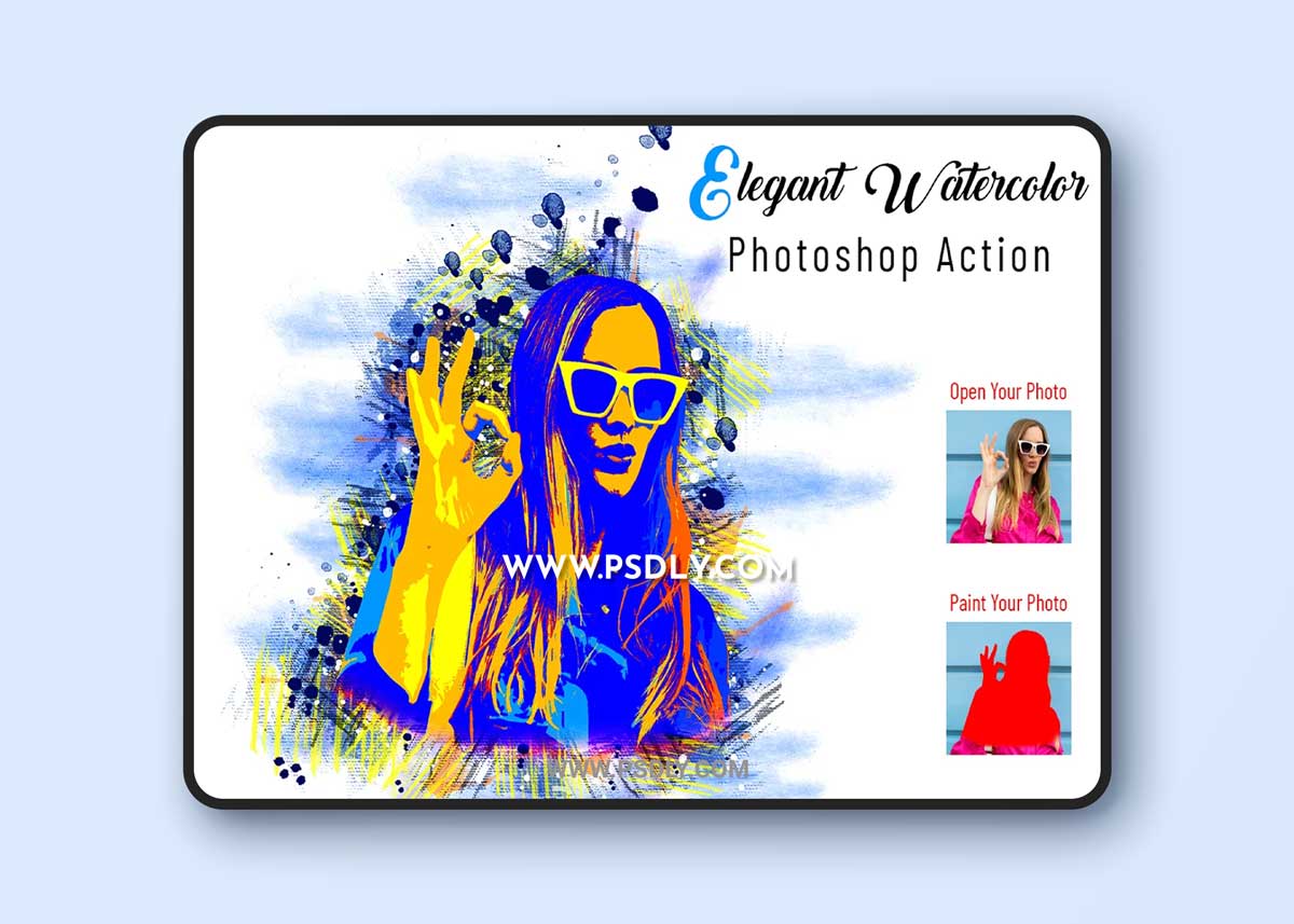 CreativeMarket - Elegant Watercolor Photoshop Action 6966491