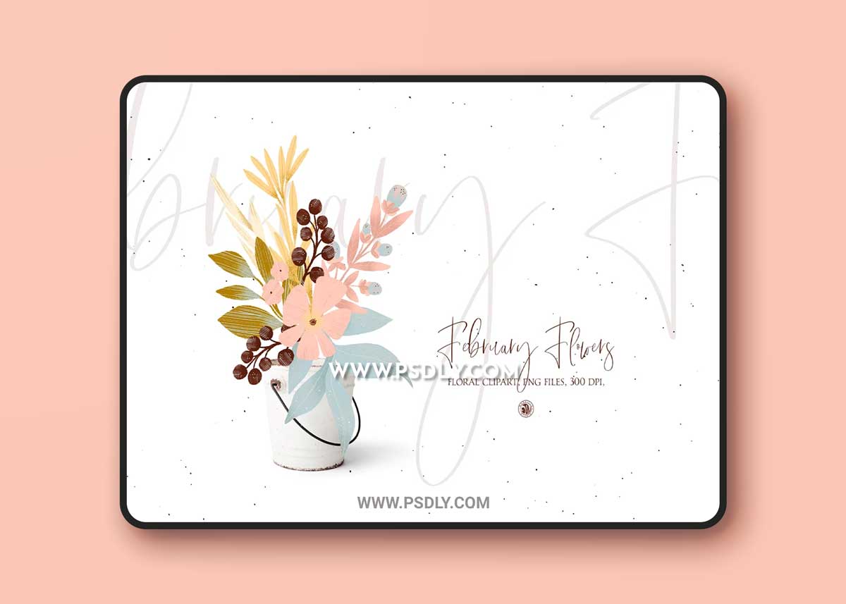 CreativeMarket - February Flowers floral clipart set 5927923