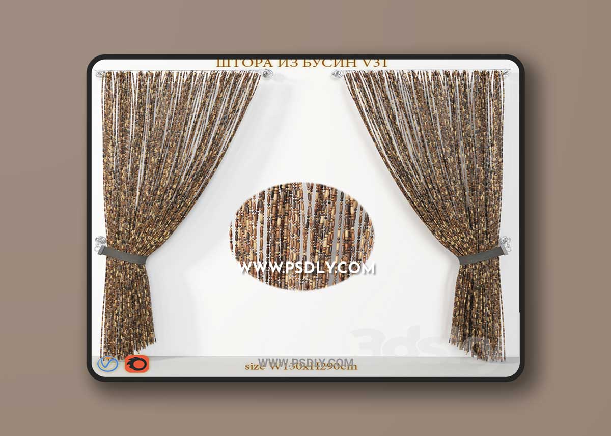Curtains made of wooden beads V31 3D Model
