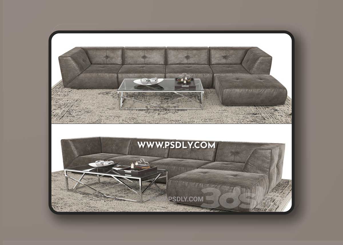 Divani Casa Sectional Sofa and Ottoman. 3D Model