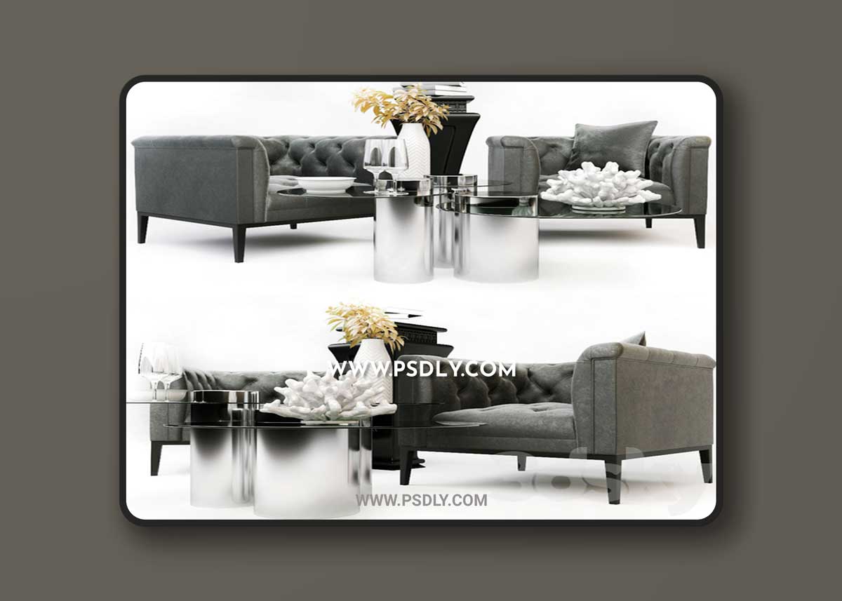 Eichholtz Cesare & Table Set 3D Model