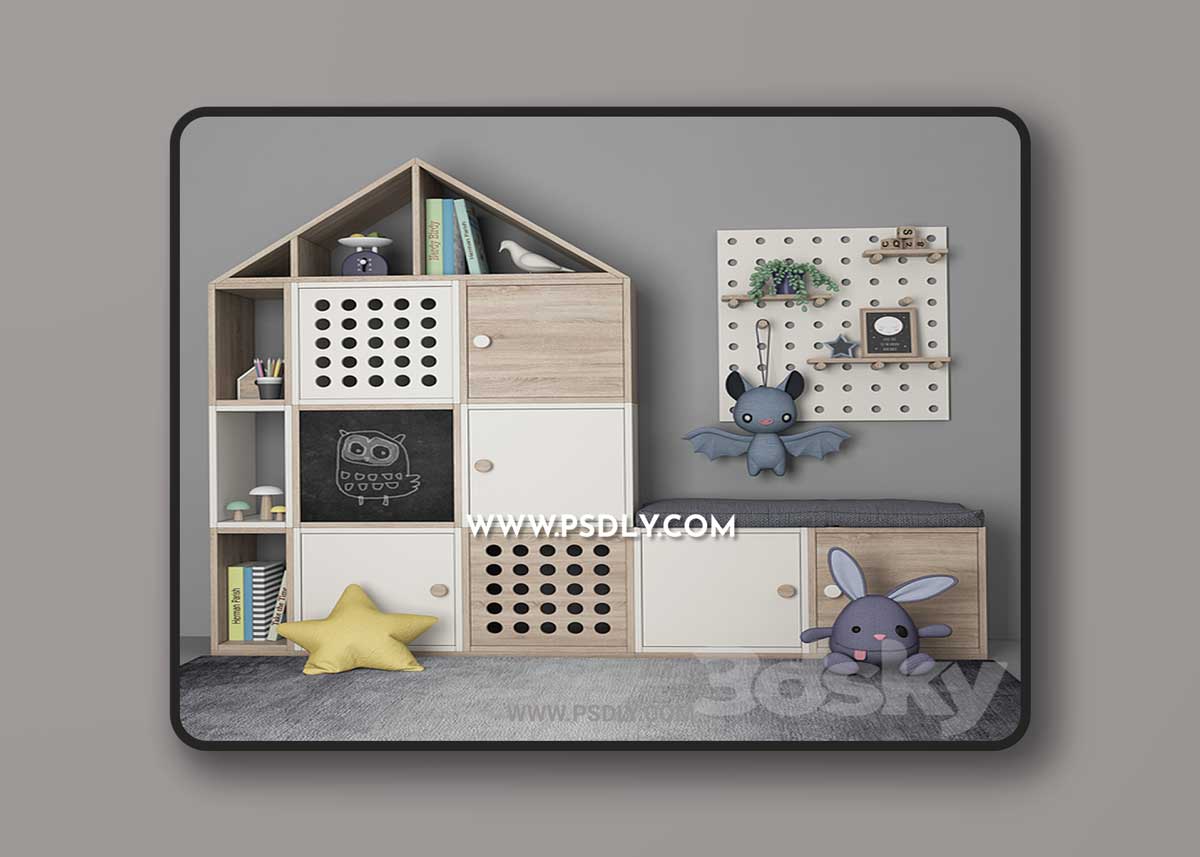 Furniture for children's room with decor 10 3D Model