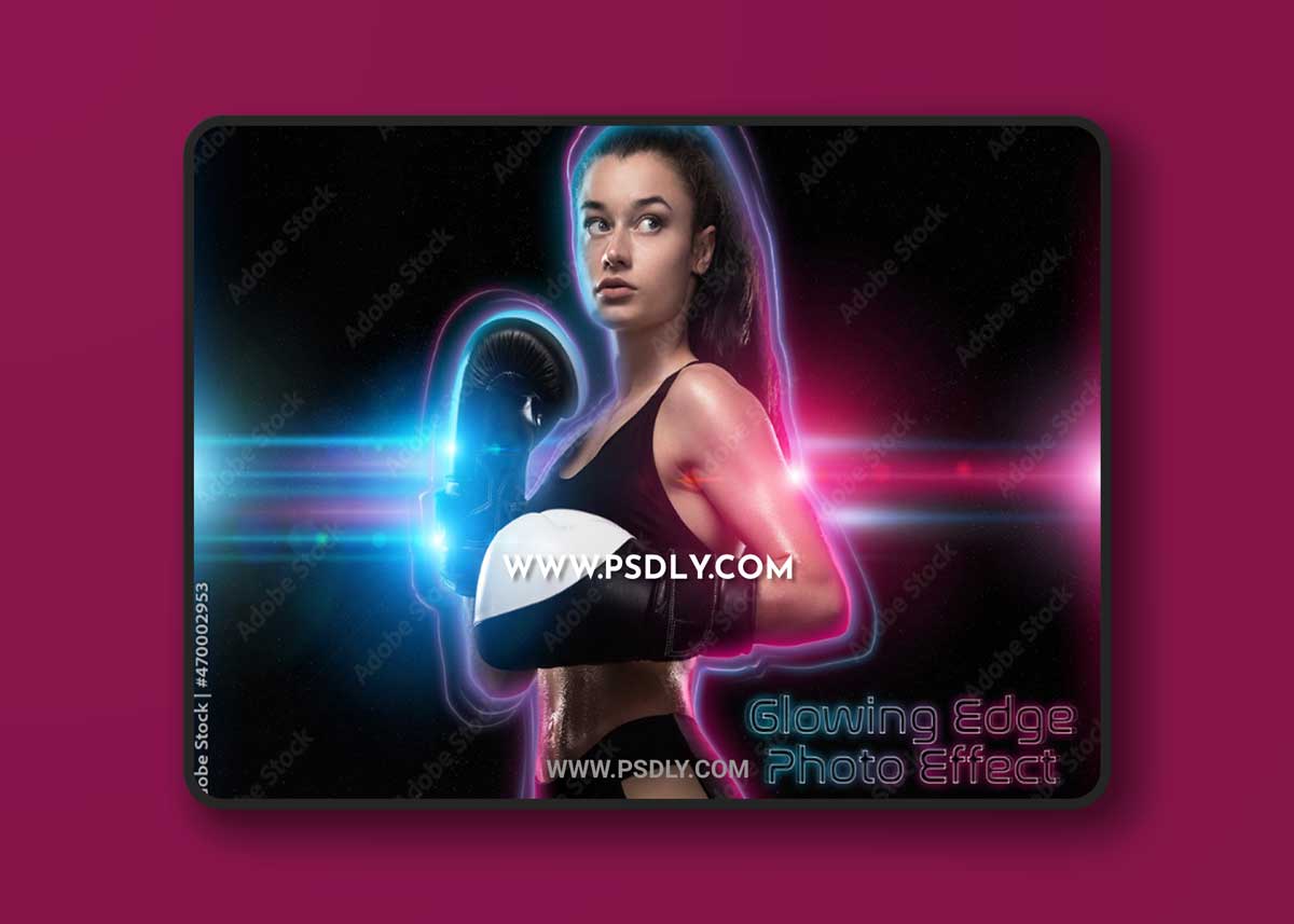 Glowing Edge Portrait Photo Effect Mockup 470002953