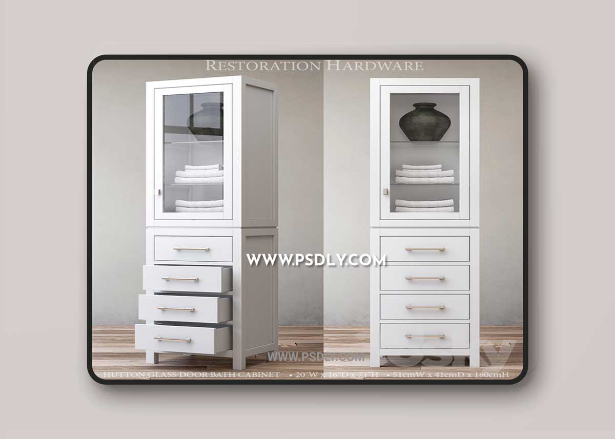 HUTTON GLASS DOOR BATH CABINET 3D Model