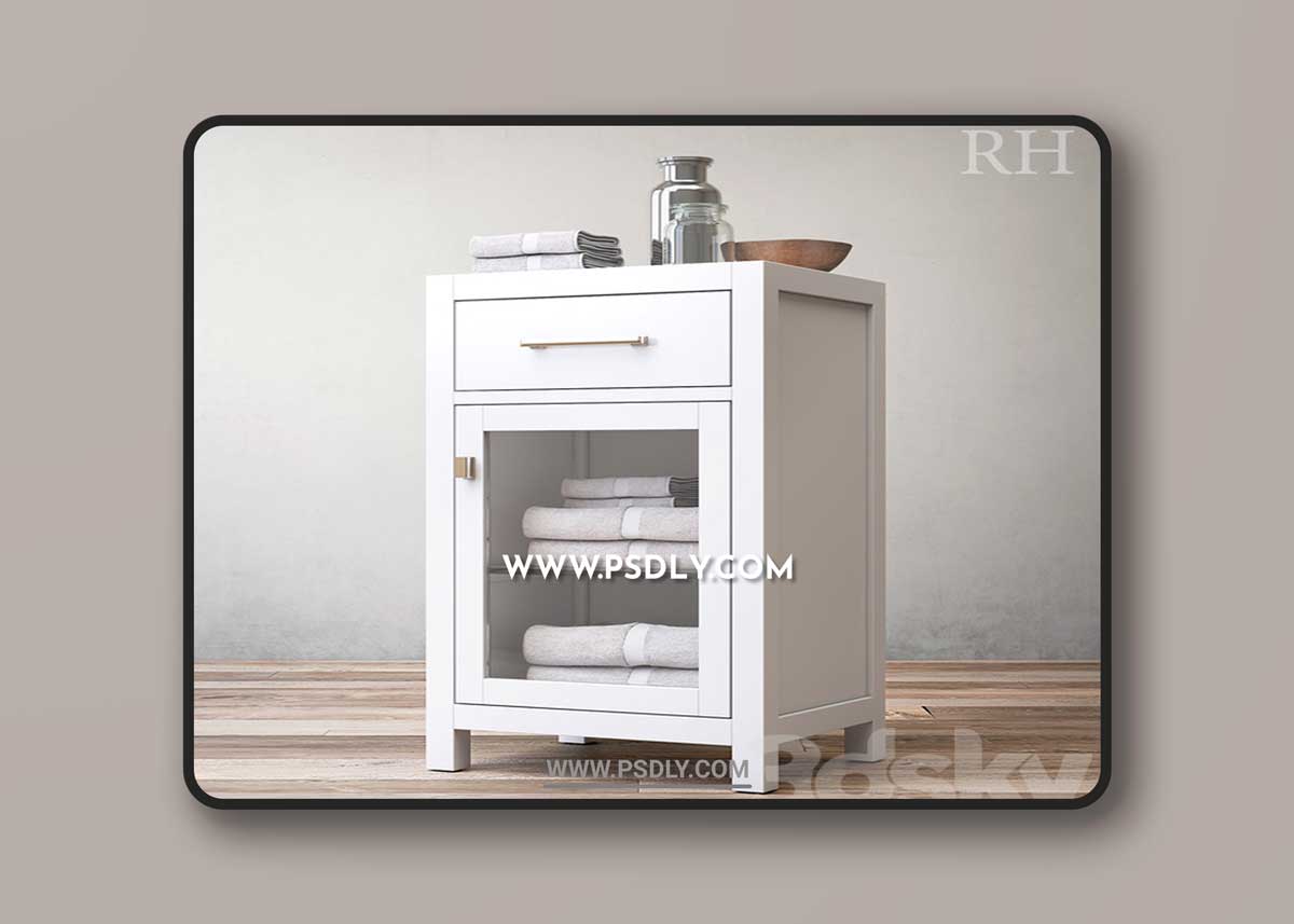 HUTTON GLASS SINGLE-DRAWER BASE 3D Model