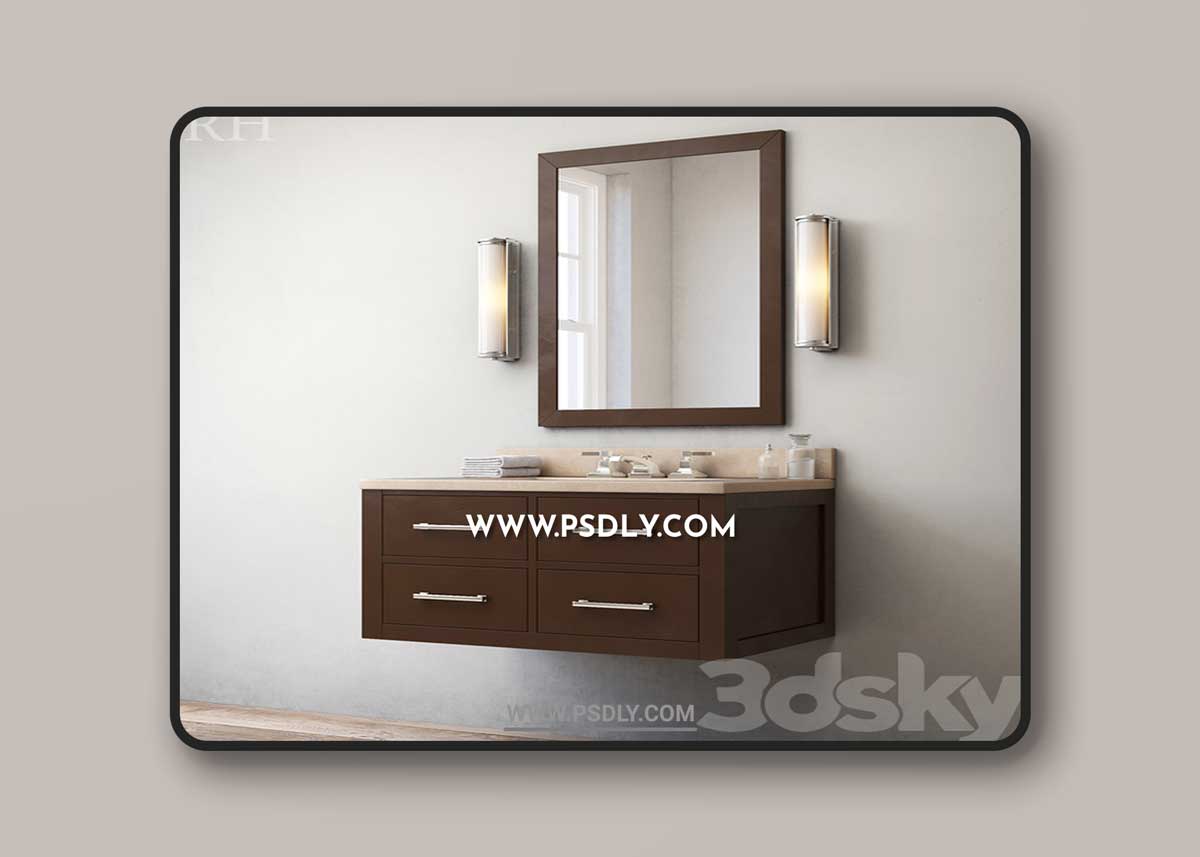 HUTTON SINGLE FLOATING VANITY Espresso 3D Model