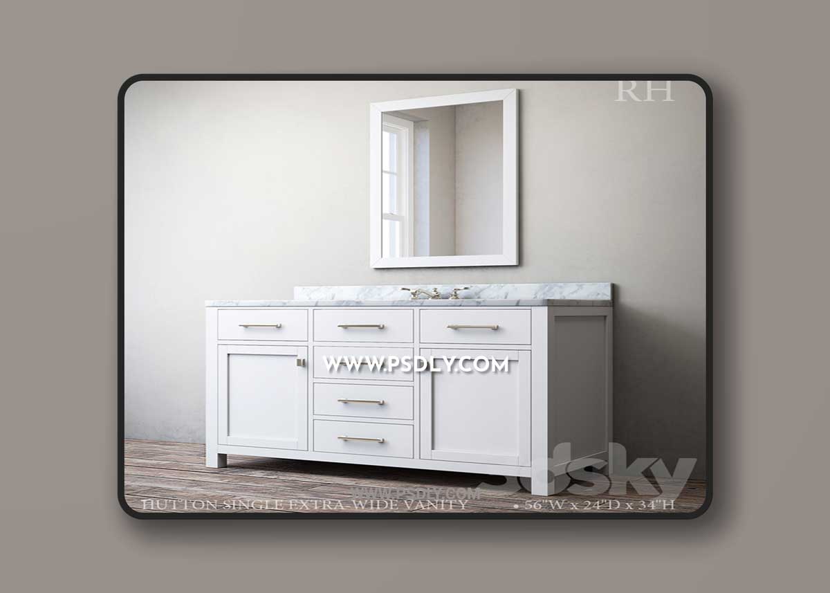 Hutton single extra-Wide vanity 3D Model