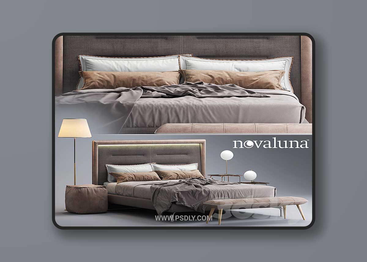 Bed Novaluna QUEEN Fabric bed 3D Model