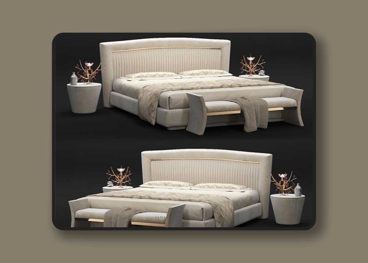 Bed Portofino Plissè and couch Richard 3D Model