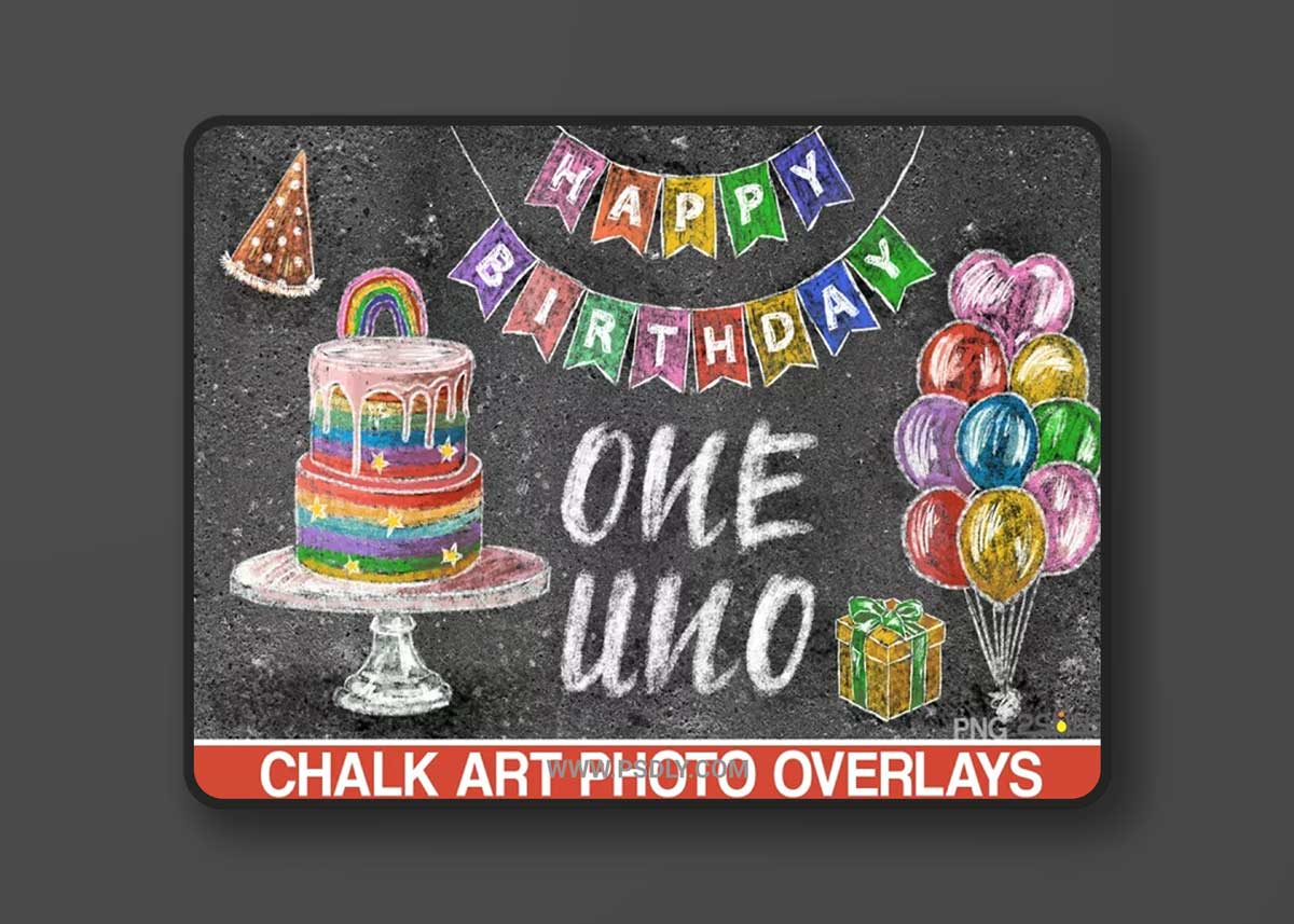 Birthday chalk art overlays. Photoshop overlay 685634