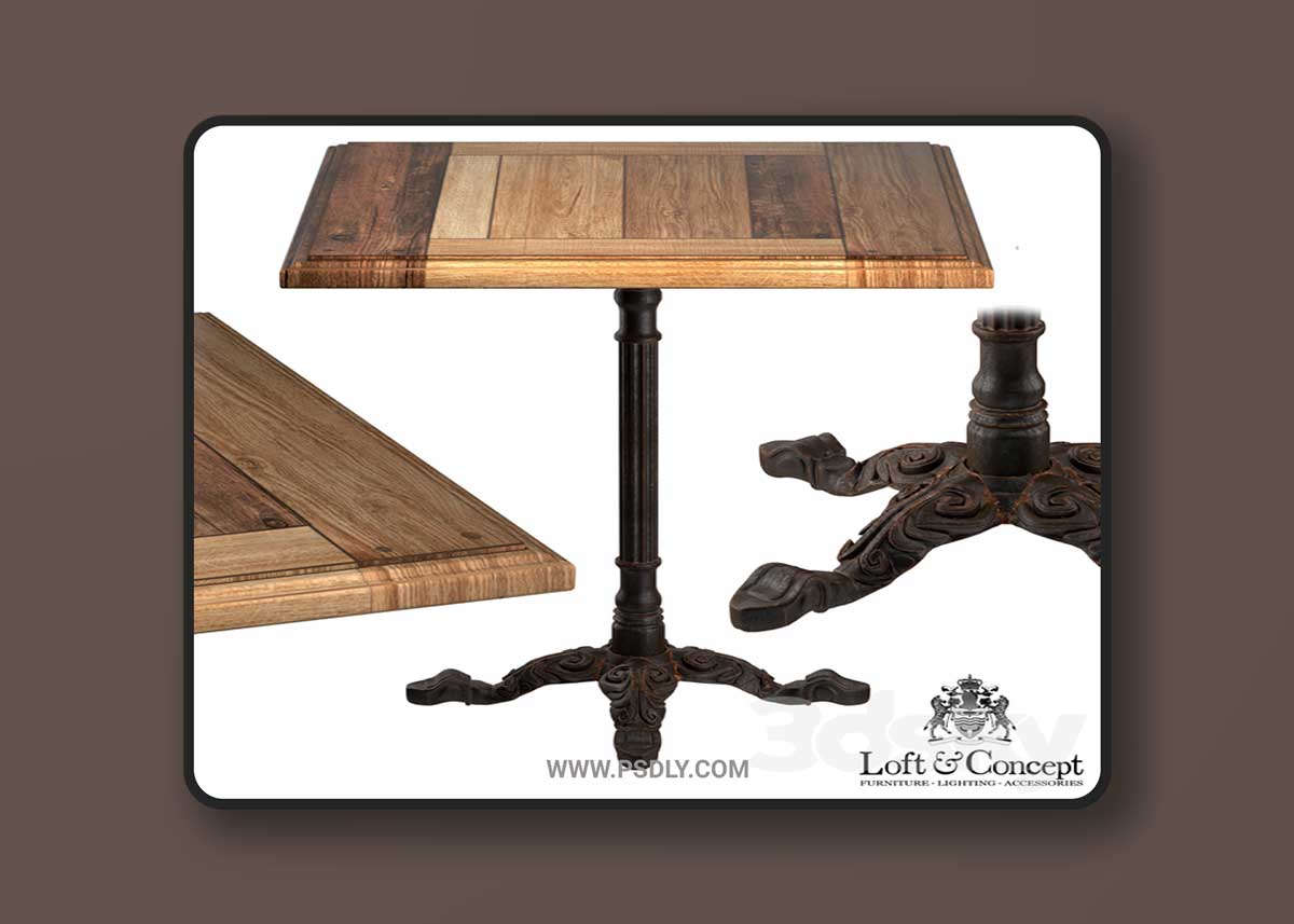 CAST IRON AND OAK RESTAURANT TABLE SQUARE