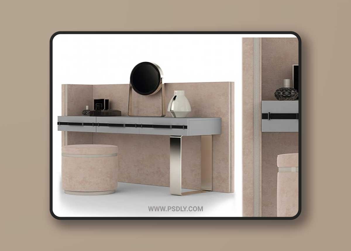 Chest of drawer with mirror 3D Modelv