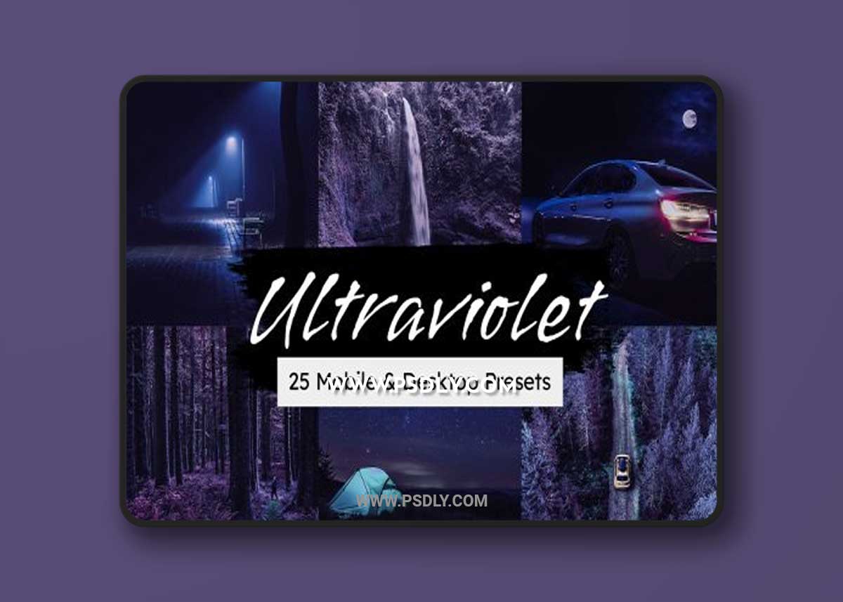CreativeMarket - 25 Ultraviolet Lightroom Presets LUT 7074310