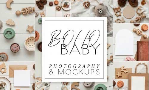 CreativeMarket - Boho Baby Mockup + Photo Bundle 7071383