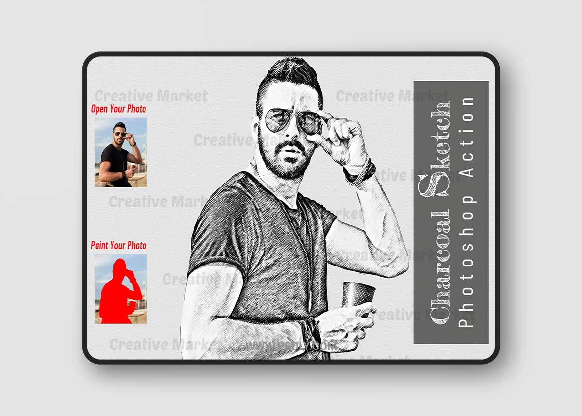CreativeMarket - Charcoal Sketch Photoshop Action 7053812