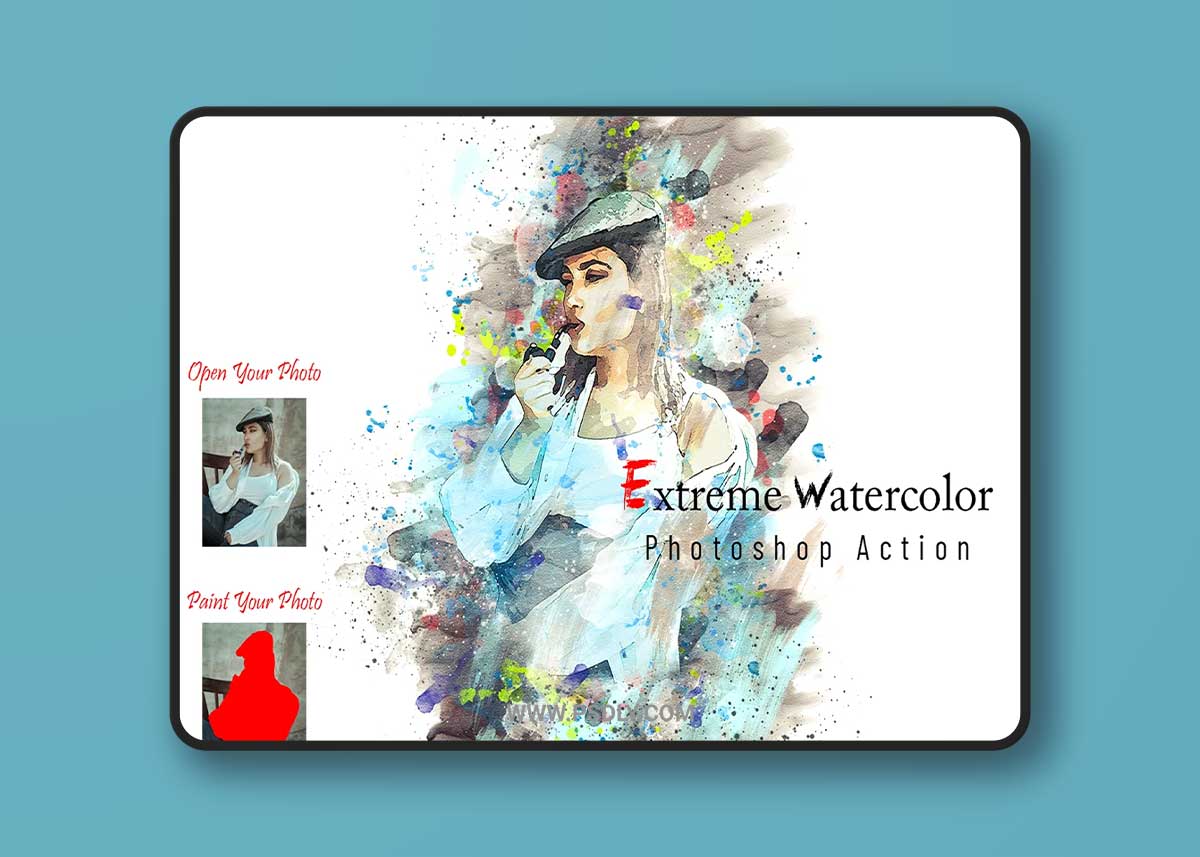 CreativeMarket - Extreme Watercolor Photoshop Action 7080961