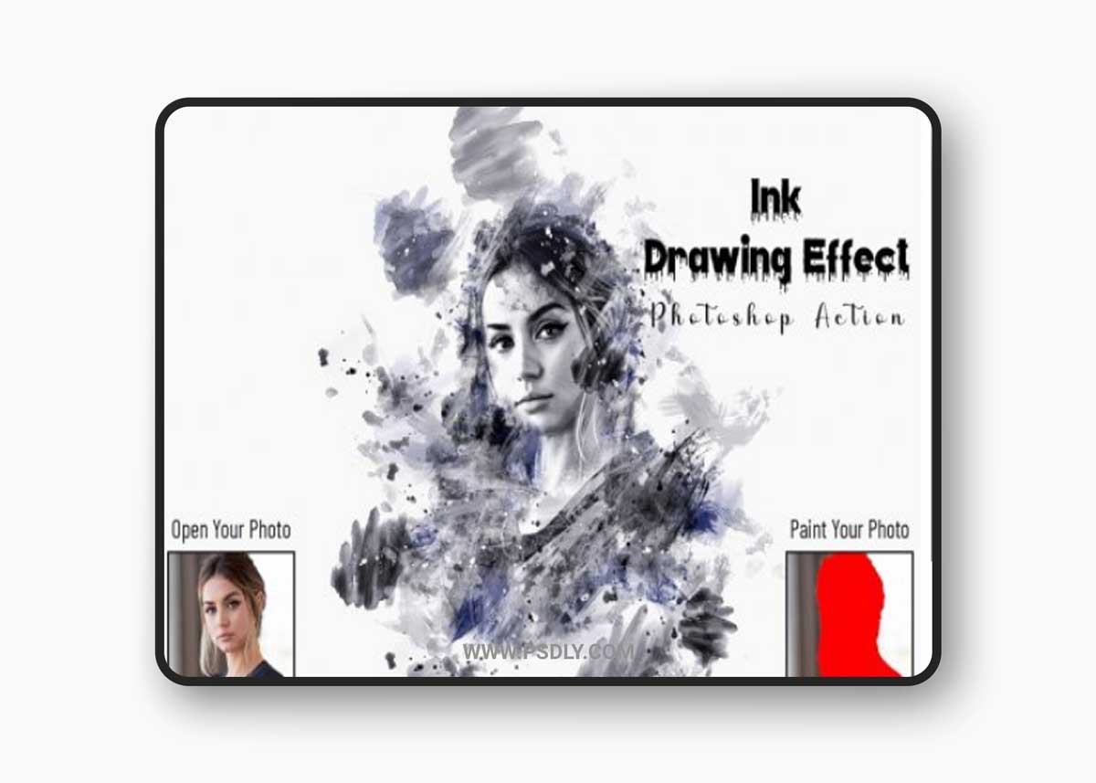 CreativeMarket - Ink Drawing Effect Photoshop Action 7048499