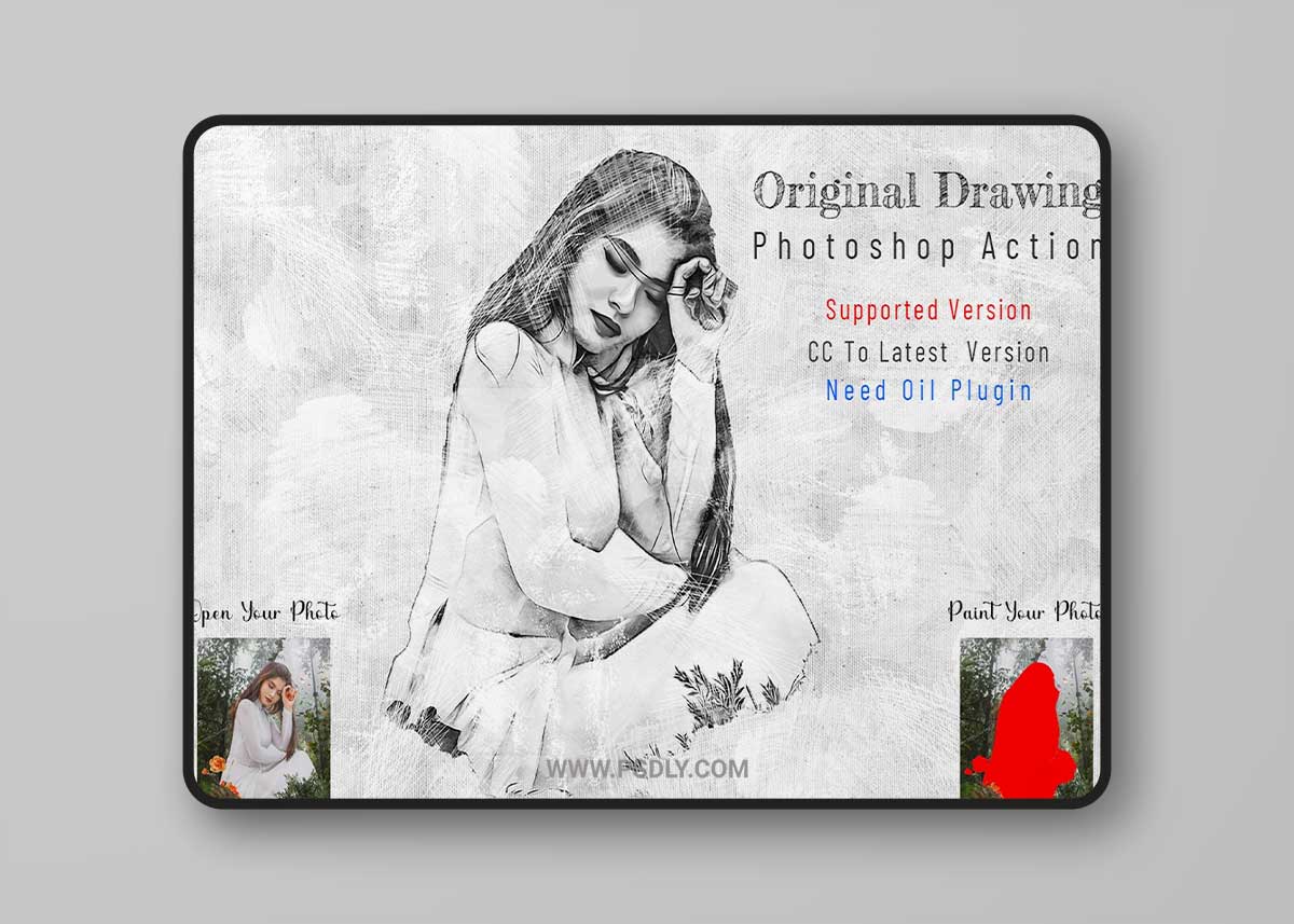 CreativeMarket - Original Drawing Photoshop Action 7071197