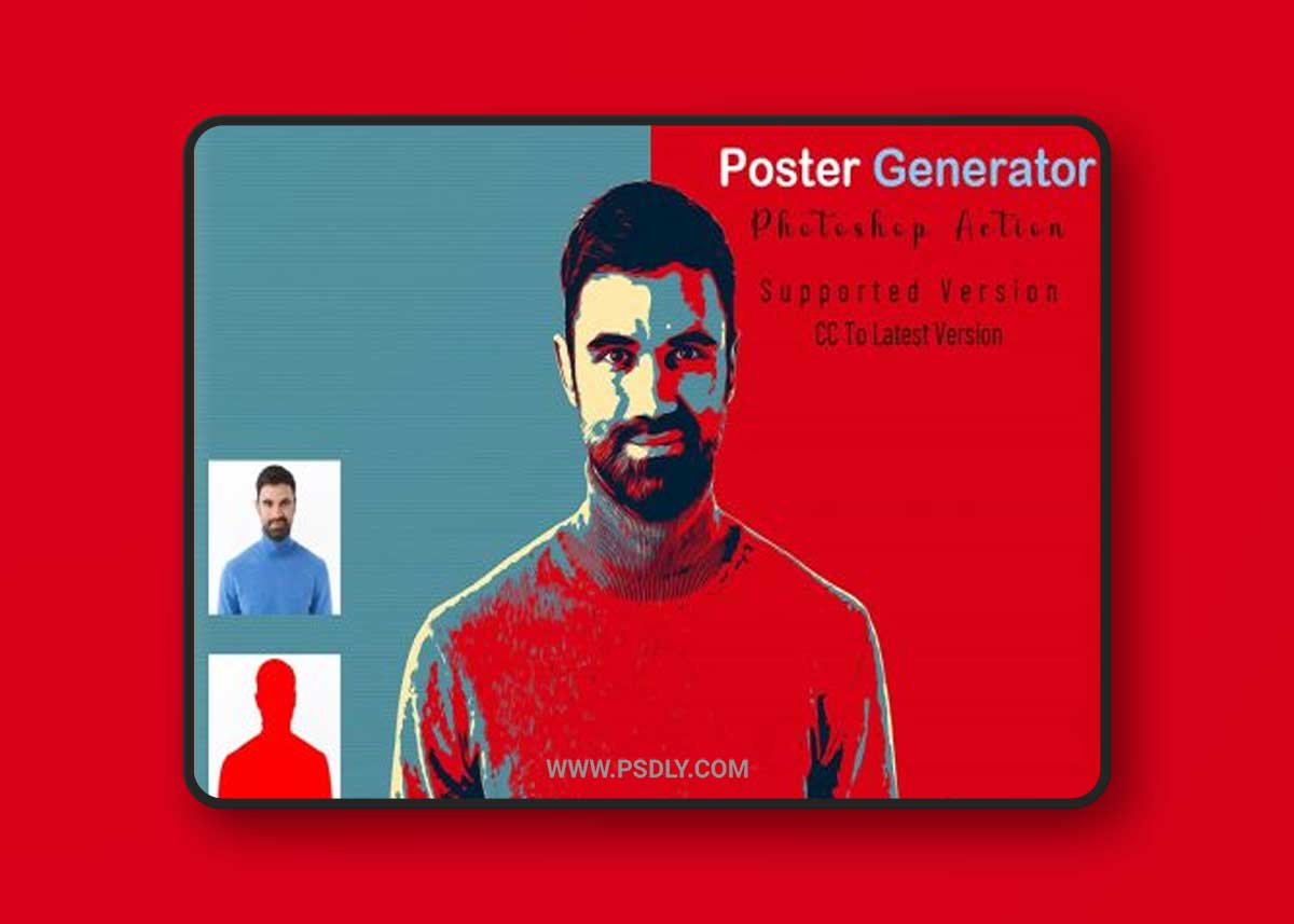 CreativeMarket - Poster Generator Photoshop Action 7066095