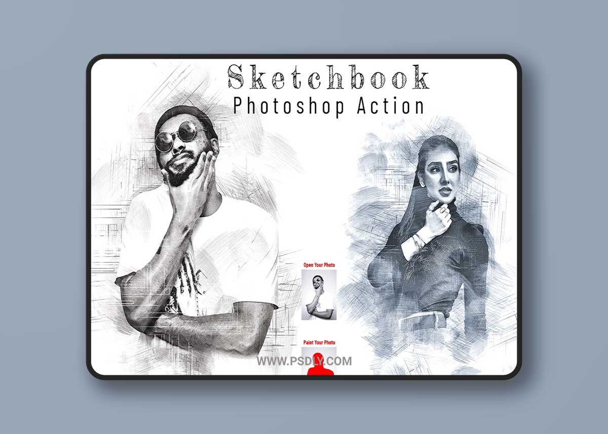 CreativeMarket - Sketchbook Photoshop Action 7087403