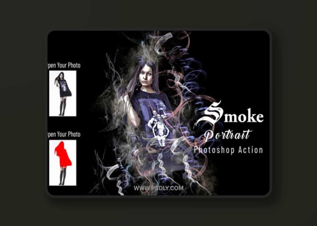 CreativeMarket - Smoke Portrait Photoshop Action 7048511