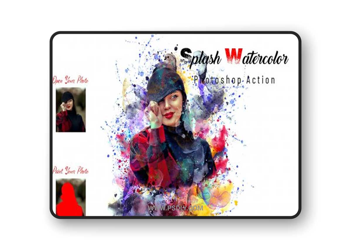 CreativeMarket - Splash Watercolor Photoshop Action 7092036