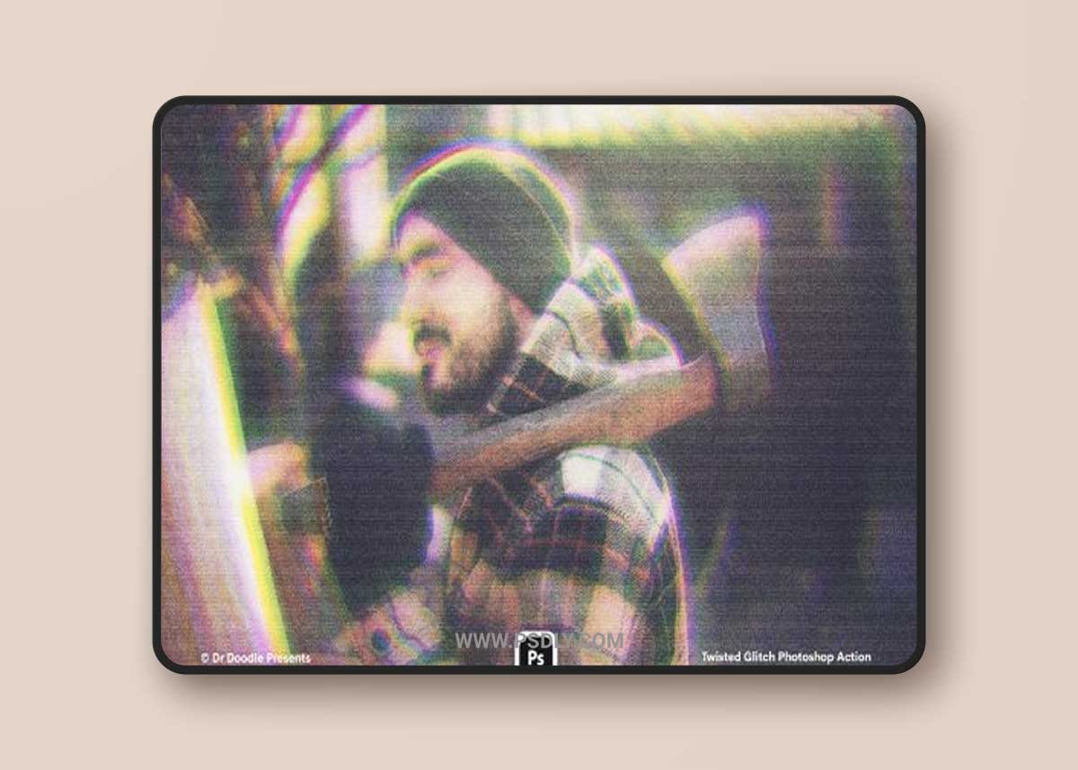 CreativeMarket - Twisted Glitch Photoshop Action 7088405