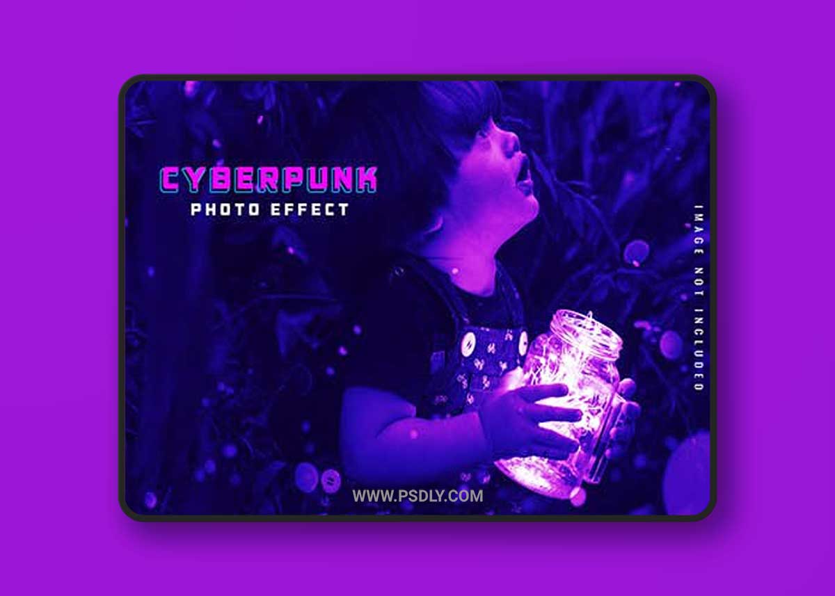 Cyberpunk neon light photo effect