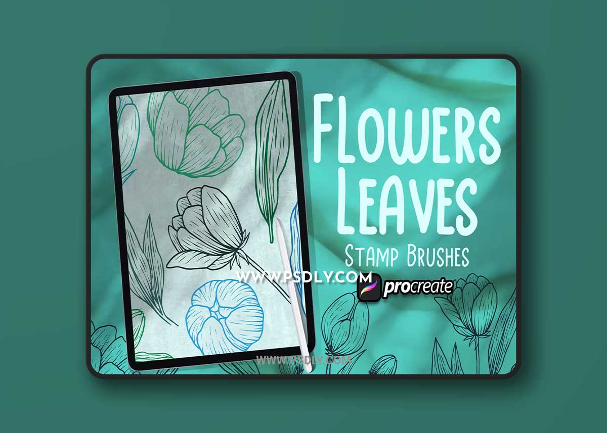 Flower & Leaves Brush Stamp Procreate A27WTNZ