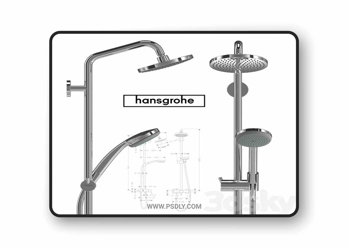 Hansgrohe Croma 100 1jet Showerpipe 3D Model
