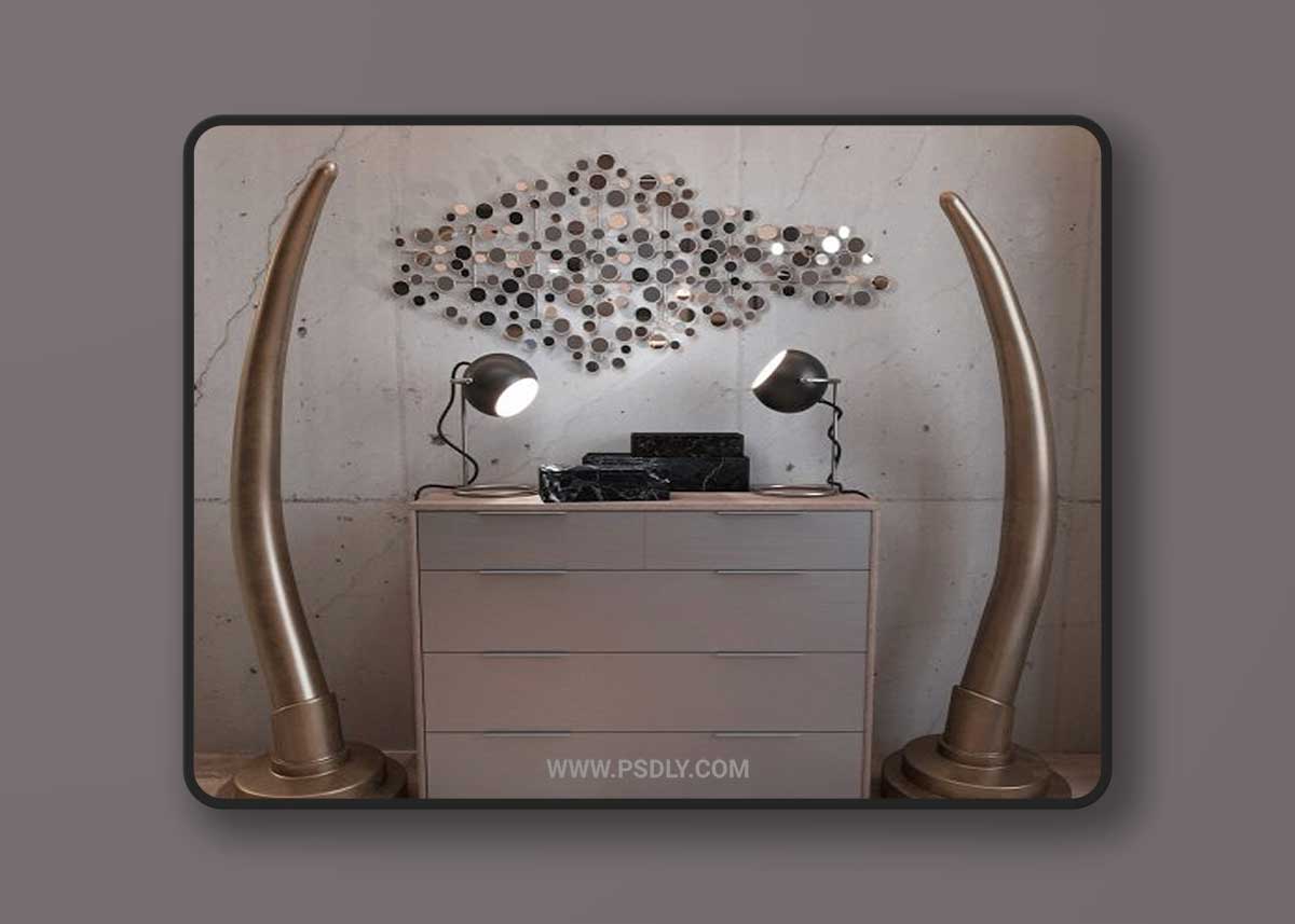 Harper Blvd metal wall sculpture RH Set 3D Model