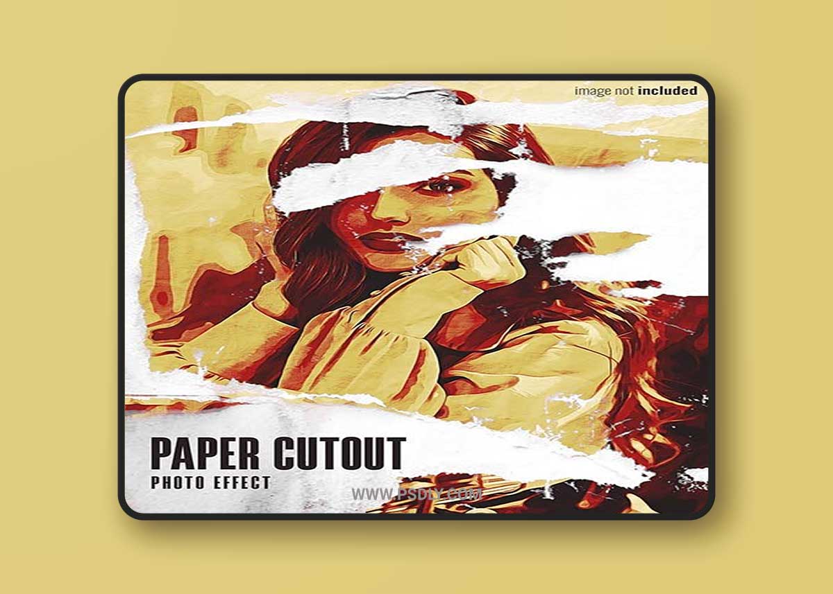 Paper cutout retro poster style photo effect