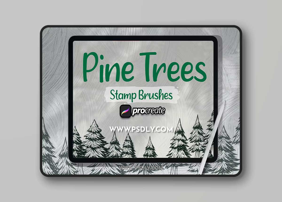 Pine Tree Brush Stamp Procreate FZ7WJDY