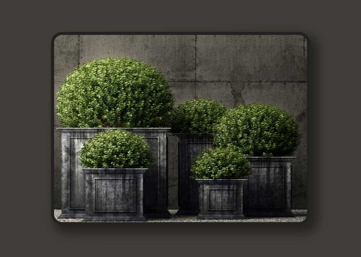 Restoration Hardware estate zinc framed panel planters