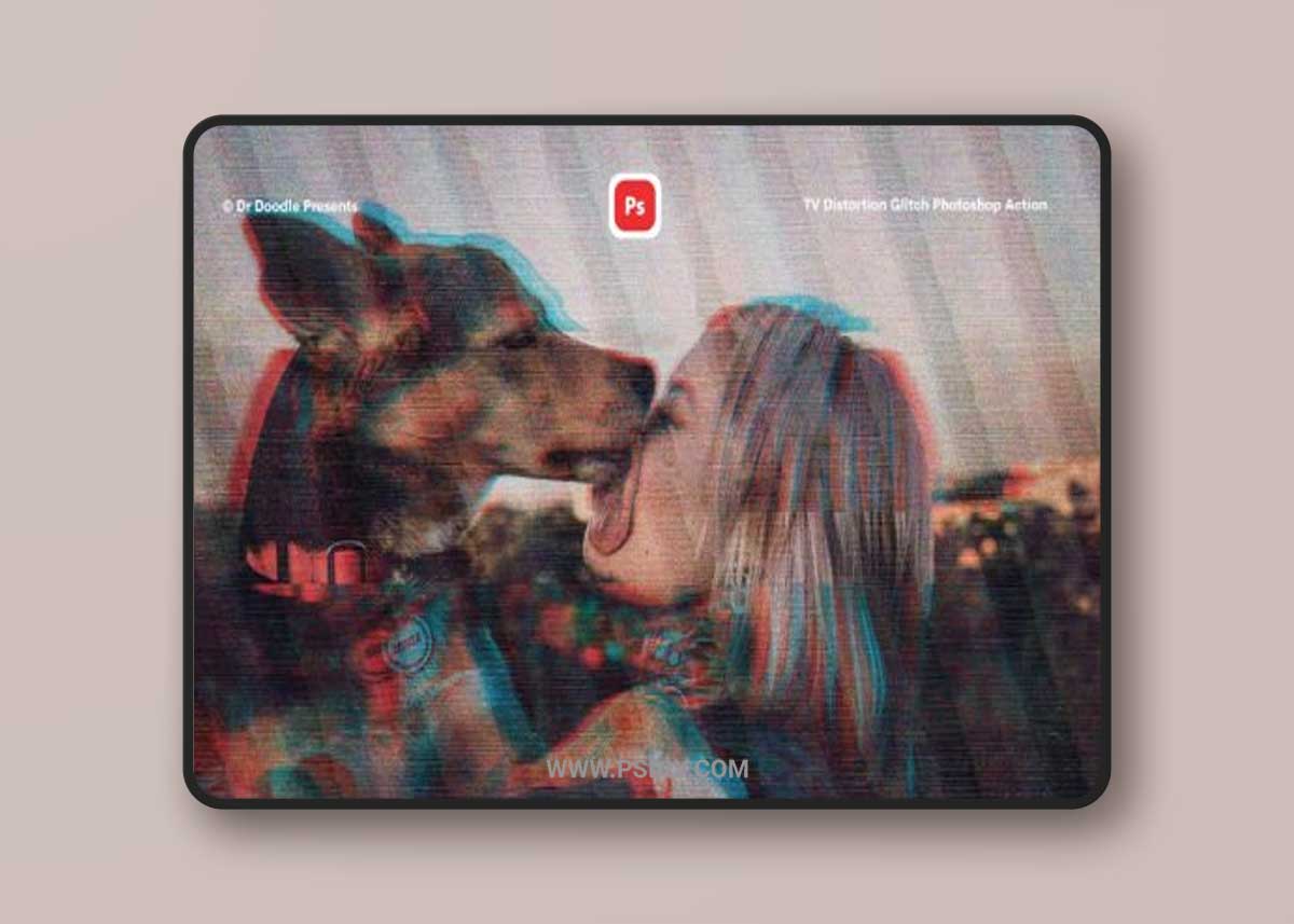 TV Distortion Glitch Photoshop Action