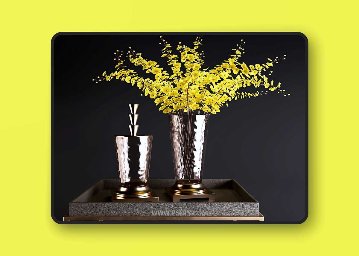 Tables Rh and yellow flowers 2 3D Model