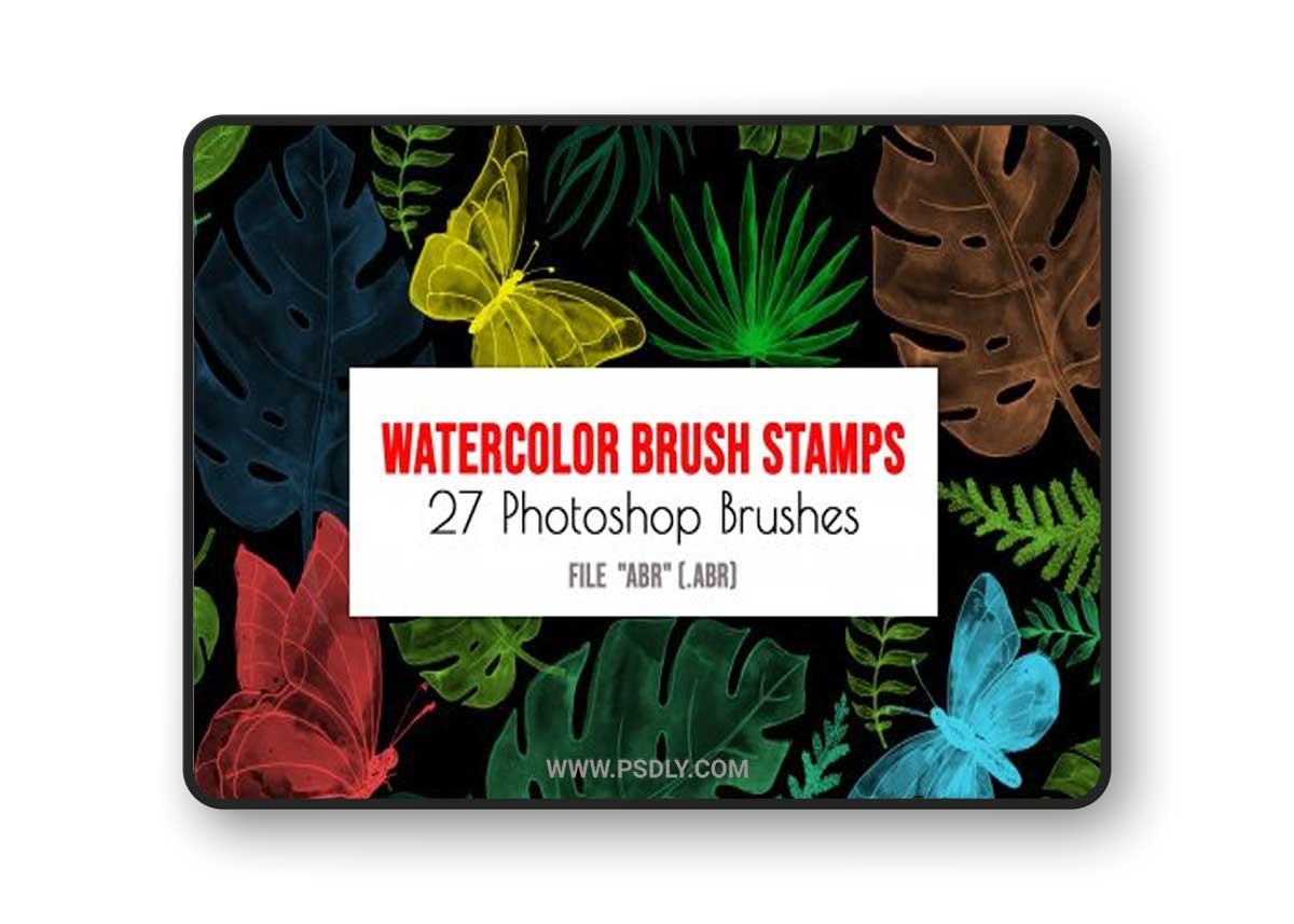 Tropical floral Watercolor Brush stamps