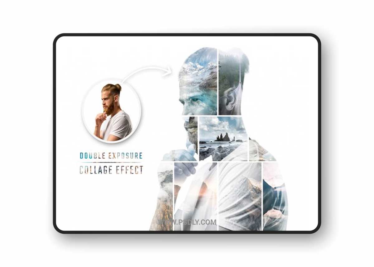 Photo Collage Double Exposure Effect Mockup 487660713