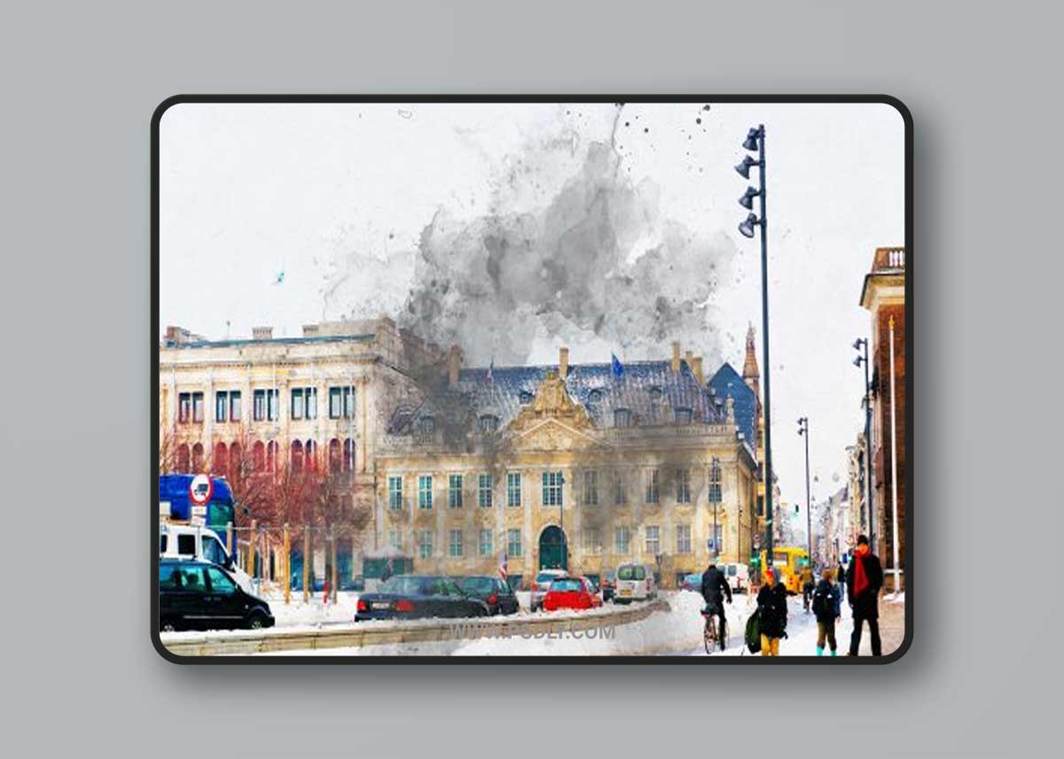 Watercolor ink brush photo effect