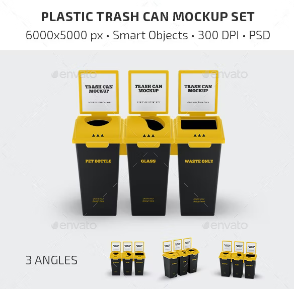 GraphicRiver - Plastic Trash Can Mockup Set 36369406