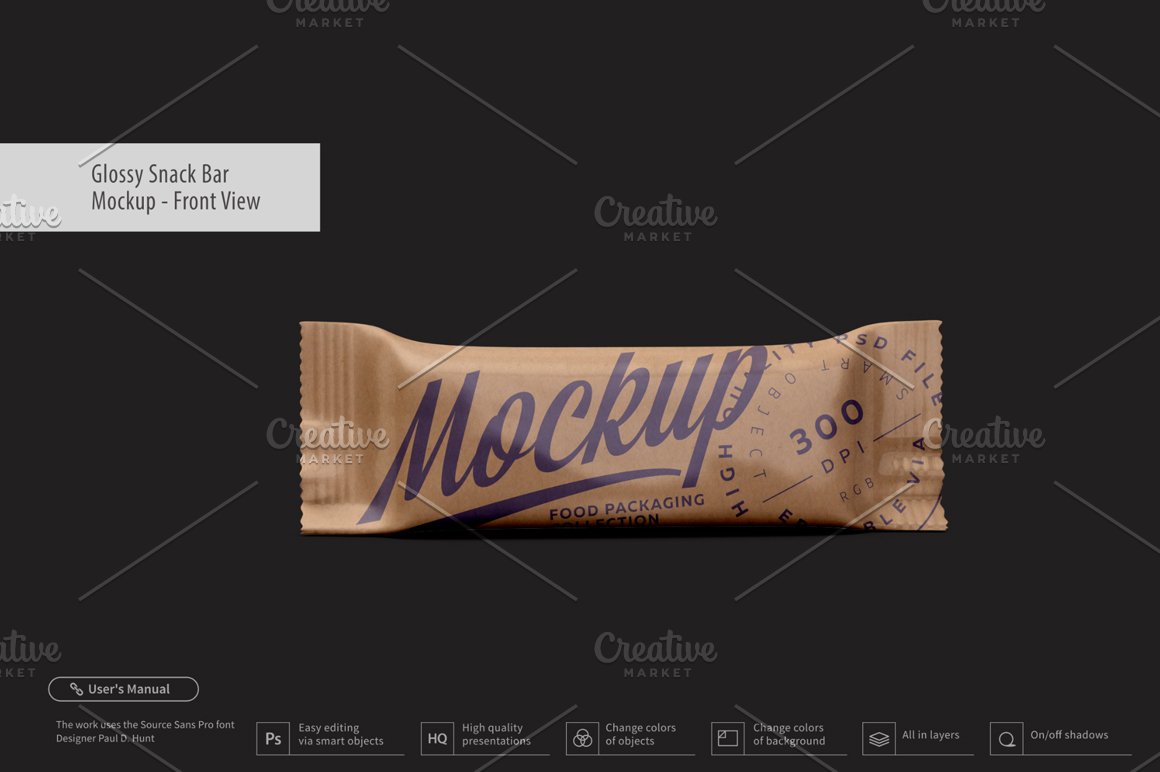 CreativeMarket - Kraft Snack Bar Mockup - Front View 3356507