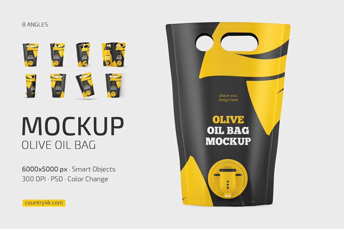 CreativeMarket - Olive Oil Bag Mockup Set 7024516