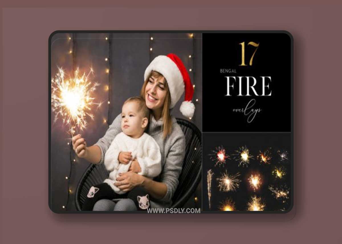 17 Sparkler Overlays, Holiday Flame