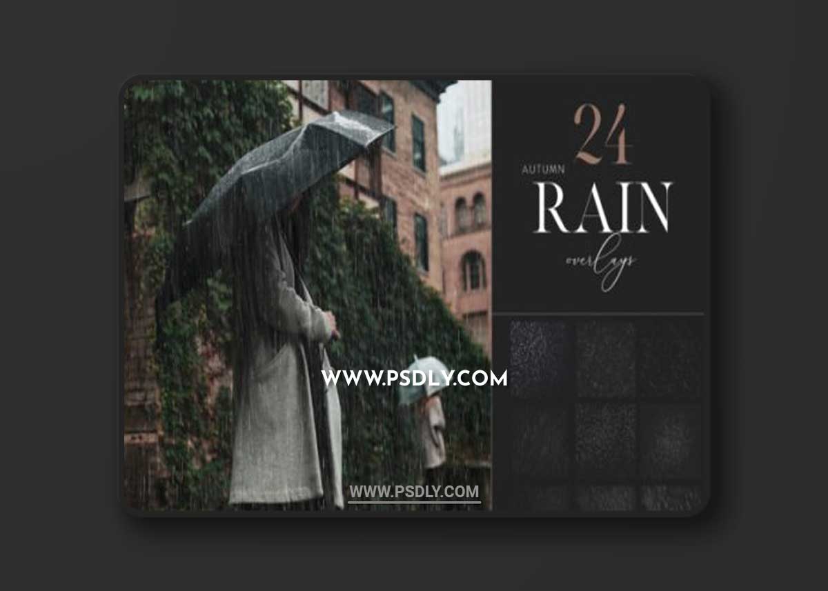 25 Rain Overlays, Realistic Rain Clipart